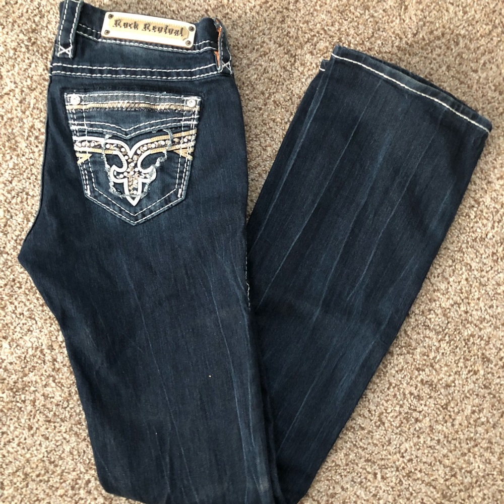 Rock Revival jeans size 28 by 36.